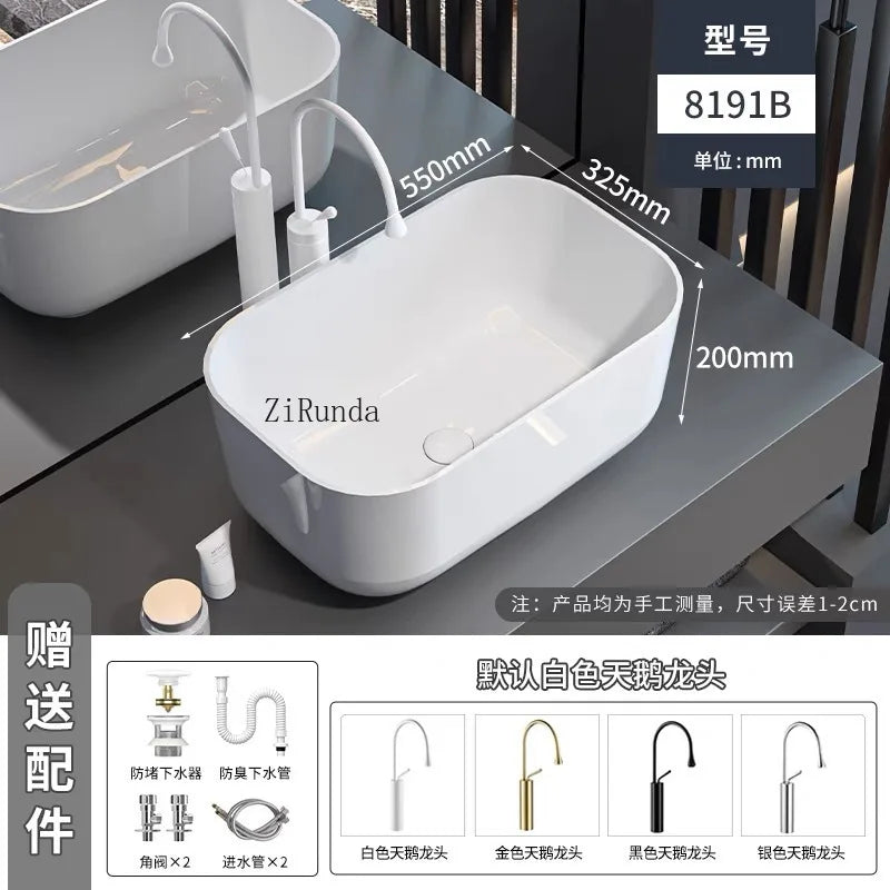 On-stage basin Ceramic basin Wash basin Household deepened large size bathroom Balcony anti-splashing water