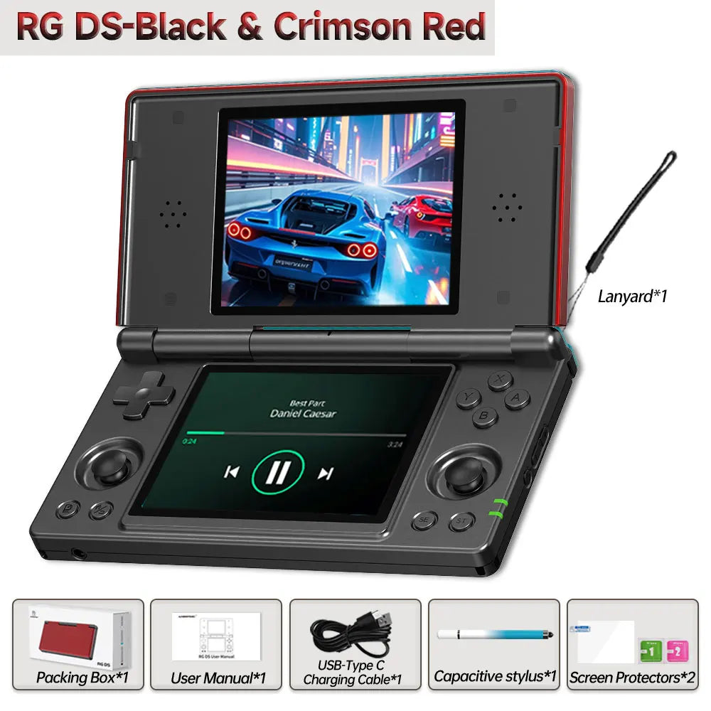 Anbernic RG DS Retro Video Game Console 4 Inch IPS Dual Multi-touch Screen Android 14 Flip Game Player RGDS For Christmas Gift