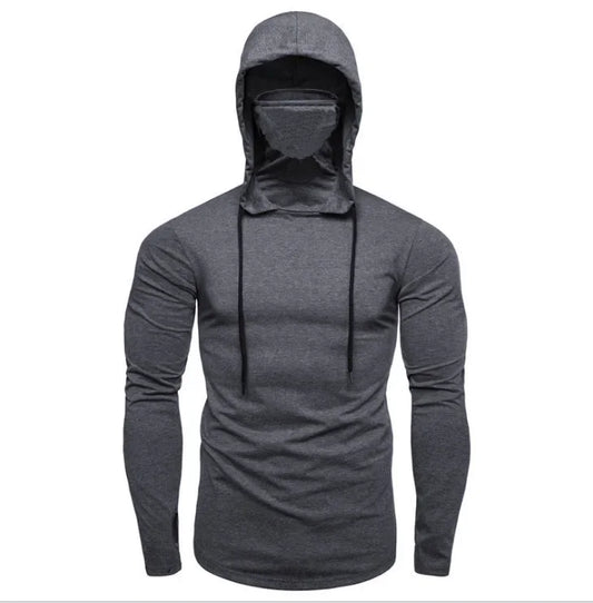 Ninja Mask Long Sleeved Hoodie Men Autumn Streetwear Large Open-forked Hip Hop Mens Sweatshirts Tops Gym Hooded Sudaderas Hombre