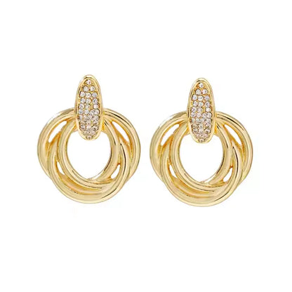 USA Stock New Arrival Trendy Gold Plated Pearl Drop Earrings for Women Minimalist Geometric Hoop Earrings Jewelry
