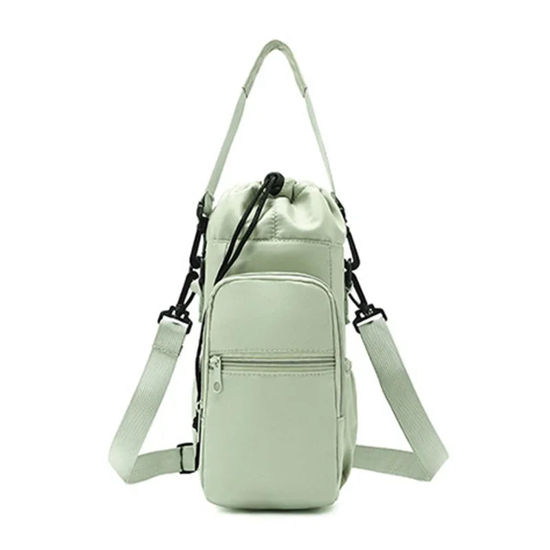 Portable Water Bottle Bag with Adjustable Strap Thermal Mugs Insulated Protective Cover Phone Pocket Outdoor Sports Travel Bag