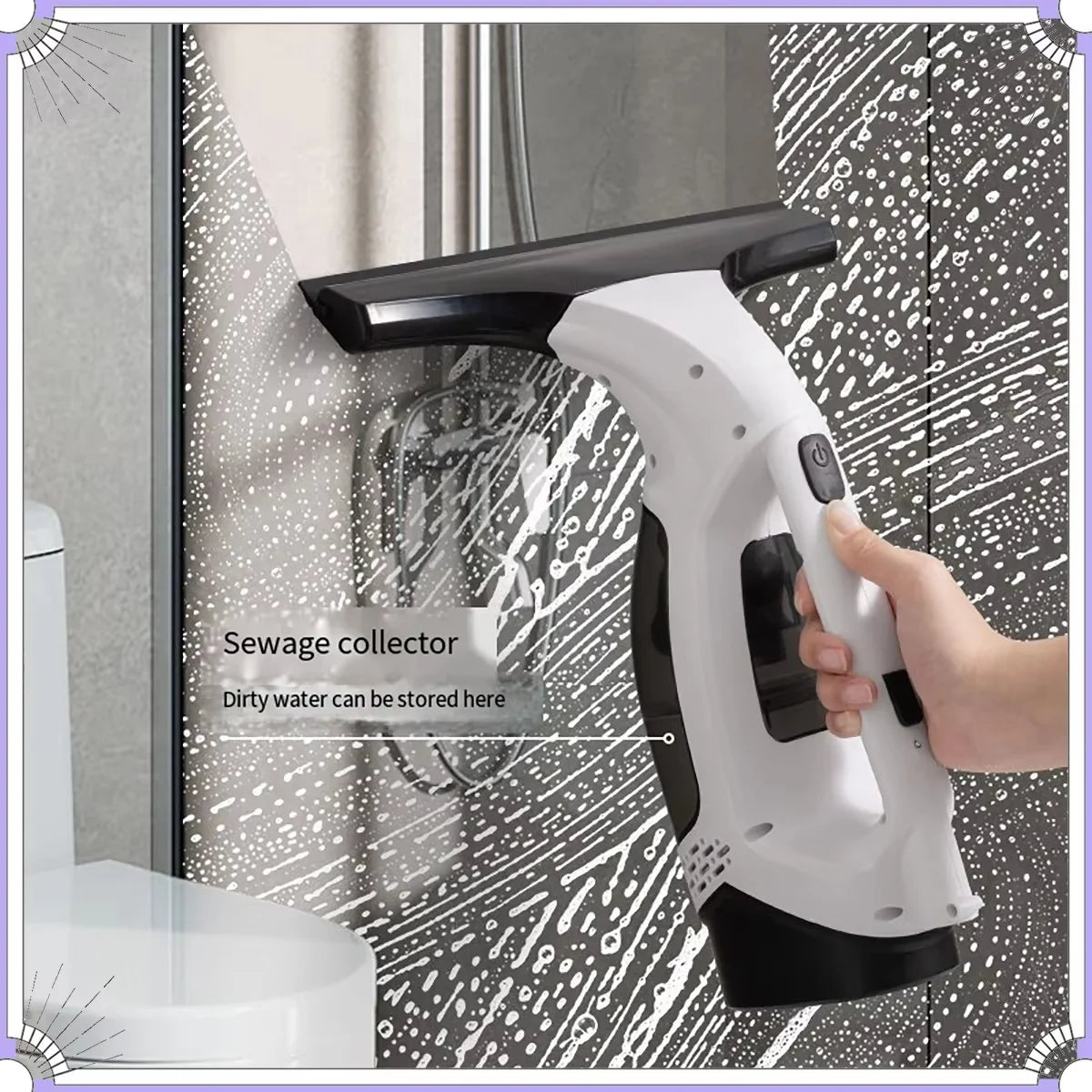Home Cleaning Electric Window Cleaner Glass Window Cleaning Tool Car Glass Wiper Rechargeable Home Cleaning Tool with Handle
