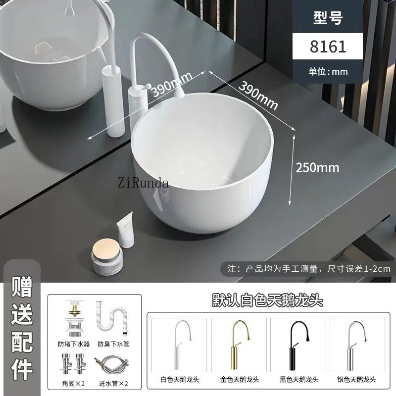 On-stage basin Ceramic basin Wash basin  Household deepened large size bathroom Balcony anti-splashing water