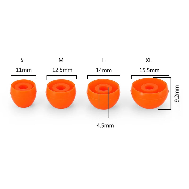 Penon Liqueur O Orange 4.5mm S/M/L/XL Silicone Eartips for HiFi Audiophile 4.0-6.5mm Nozzle Wired In-ear Earphone IEMs (3 Pairs)