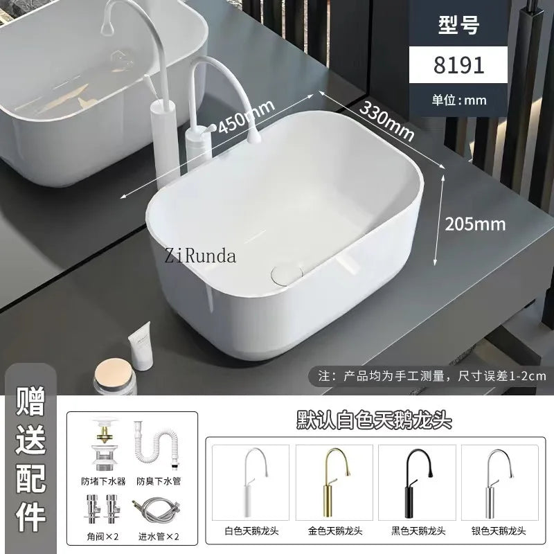 On-stage basin Ceramic basin Wash basin  Household deepened large size bathroom Balcony anti-splashing water