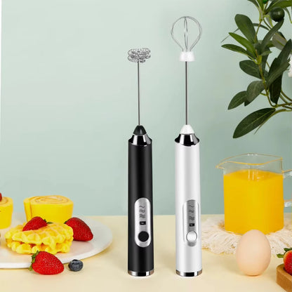 Electric egg beater, portable milk frother, dual stick USB rechargeable handheld beverage, coffee blender, jam maker, food blend
