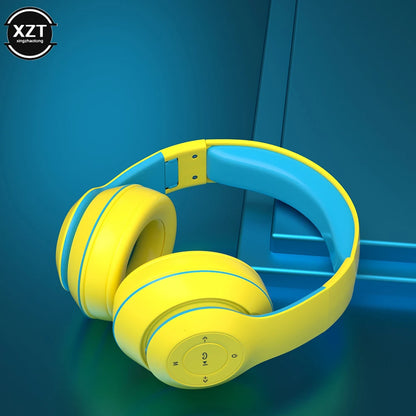 Bluetooth-compatible 5.0 Wireless Headphone Foldable HIFI Stereo Bass Earphone Kid Girl Helmet Gift With Mic USB Adaptor