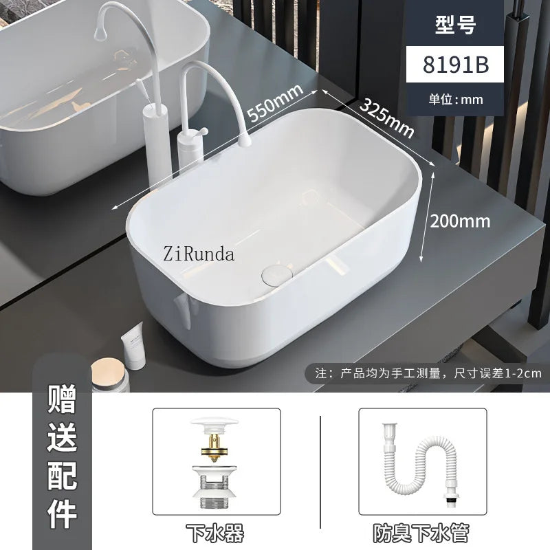 On-stage basin Ceramic basin Wash basin  Household deepened large size bathroom Balcony anti-splashing water
