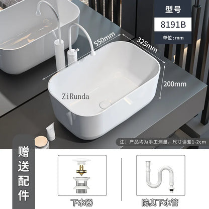 On-stage basin Ceramic basin Wash basin  Household deepened large size bathroom Balcony anti-splashing water