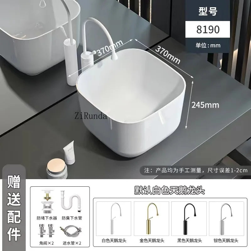 On-stage basin Ceramic basin Wash basin  Household deepened large size bathroom Balcony anti-splashing water
