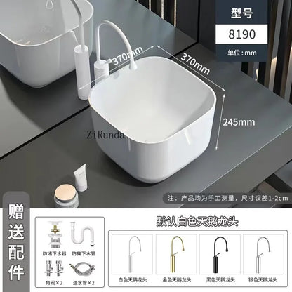 On-stage basin Ceramic basin Wash basin  Household deepened large size bathroom Balcony anti-splashing water
