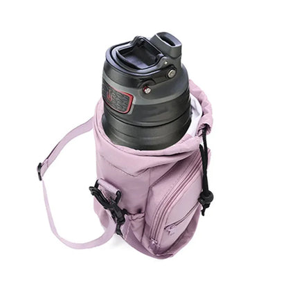 Portable Water Bottle Bag with Adjustable Strap Thermal Mugs Insulated Protective Cover Phone Pocket Outdoor Sports Travel Bag
