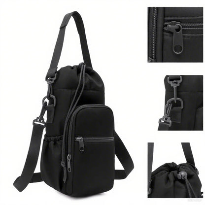 Portable Water Bottle Bag with Adjustable Strap Thermal Mugs Insulated Protective Cover Phone Pocket Outdoor Sports Travel Bag