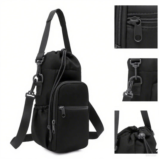Portable Water Bottle Bag with Adjustable Strap Thermal Mugs Insulated Protective Cover Phone Pocket Outdoor Sports Travel Bag