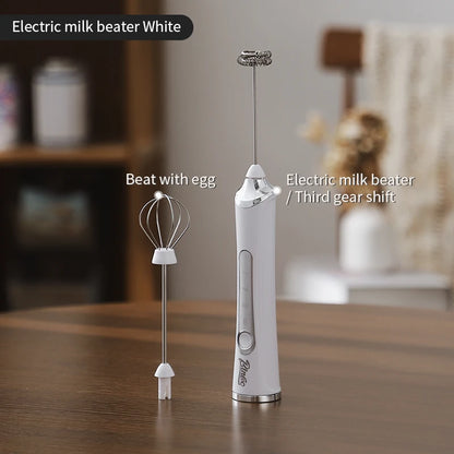 Electric egg beater, portable milk frother, dual stick USB rechargeable handheld beverage, coffee blender, jam maker, food blend