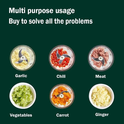 Garlic puree machine, electric garlic chopper, 250mL vegetable chili meat ginger grinder, durable kitchen charging mixer