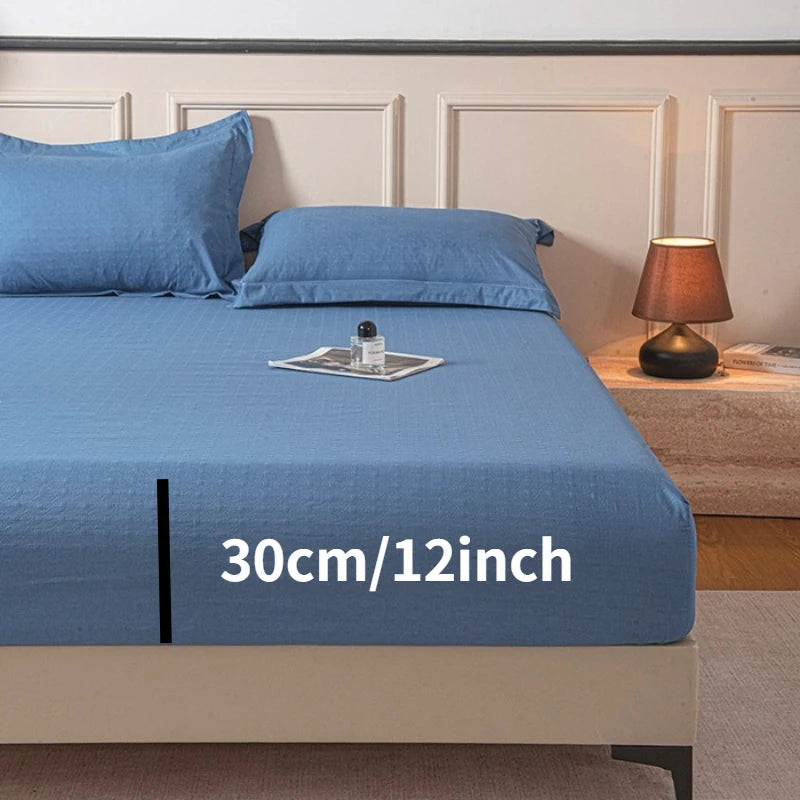 New Embossed Brushed Microfiber Fitted Sheet Deep Pocket 360° with Elastic Band Soft Breathable Queen King Mattress Cover 5-28cm