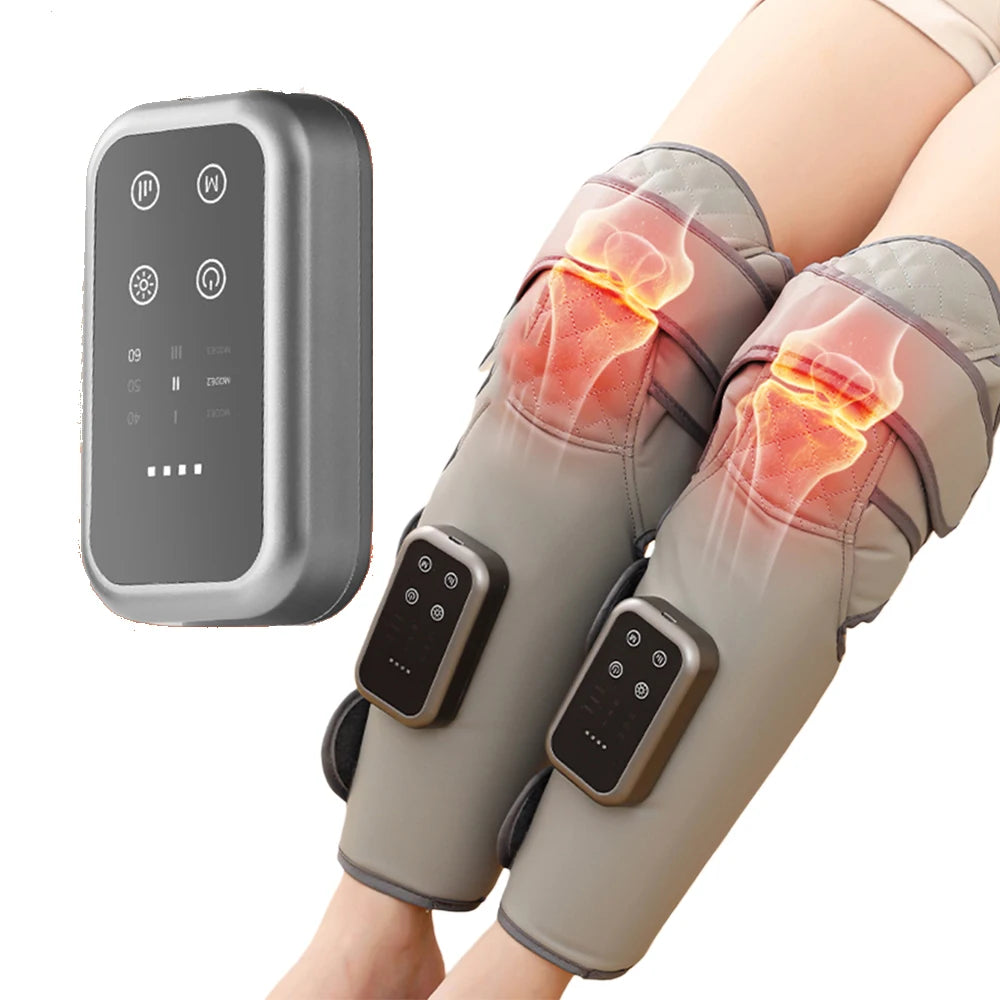 1PC Cordless Leg Massager with Air Compression & Heat 3 Air Pressure Smart Constant Warm Compress Calf Knee Arm Full 360° Wrap