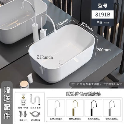On-stage basin Ceramic basin Wash basin  Household deepened large size bathroom Balcony anti-splashing water