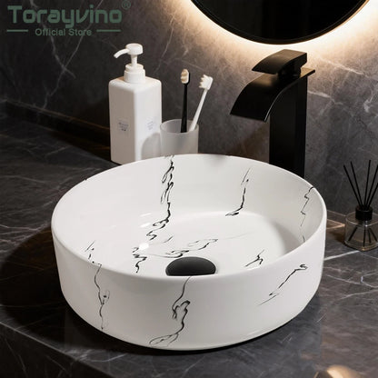 Torayvino Bathroom vanety for Ceramic basin marble Basin Set vessel Sink toilet sink vintage washbasins shampoo bowl Mixer tap