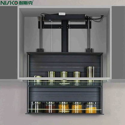 Kitchen Cabinet Basket Space Savings Pull Down Elevator Dish Rack Storage Bowl Rack Electric Down And Up Touch And Voice Control