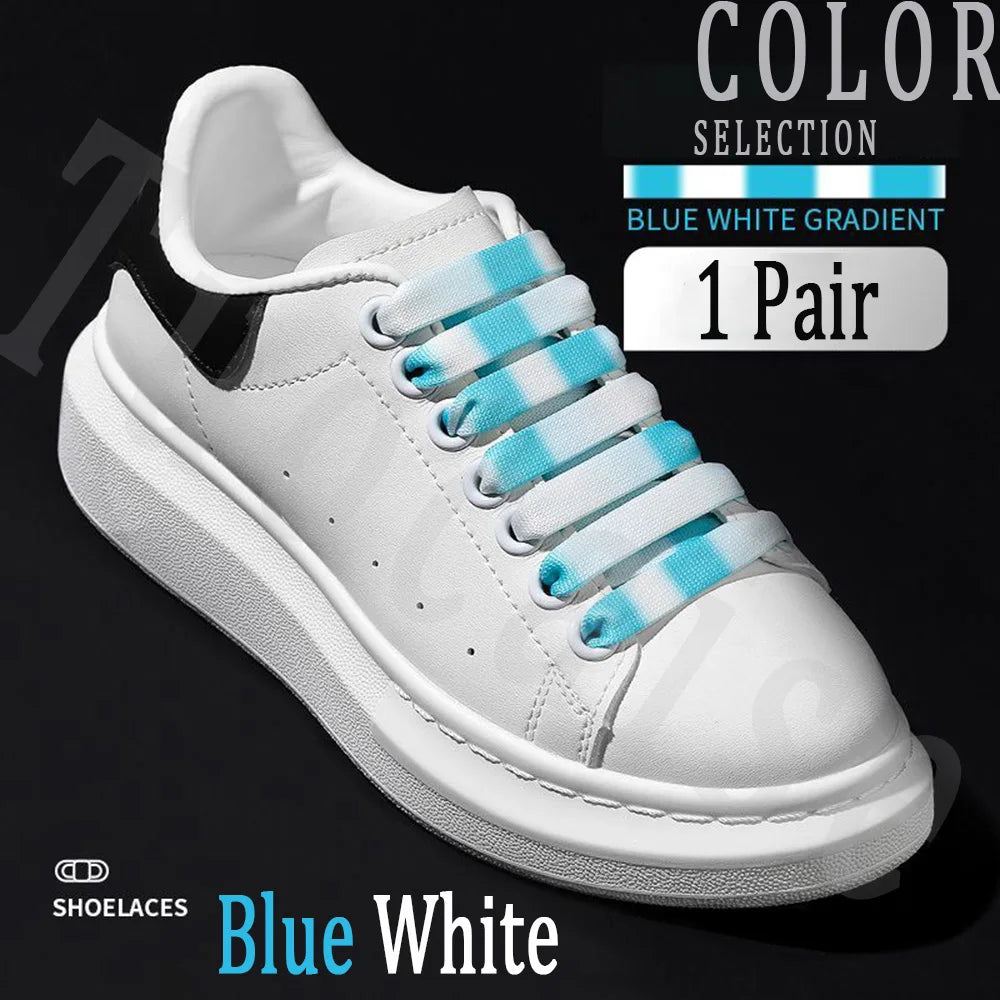 1Pair MCQ Black White Shoelaces Rainbow Shoelace Mc queen Sneaker Casual Shoes Laces Gradient 12MM Width Flat Shoe laces Strings