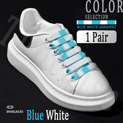 1Pair MCQ Black White Shoelaces Rainbow Shoelace Mc queen Sneaker Casual Shoes Laces Gradient 12MM Width Flat Shoe laces Strings
