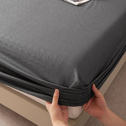 New Embossed Brushed Microfiber Fitted Sheet Deep Pocket 360° with Elastic Band Soft Breathable Queen King Mattress Cover 5-28cm