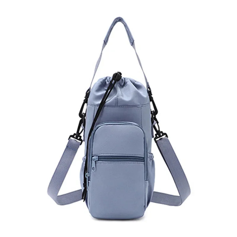 Portable Water Bottle Bag with Adjustable Strap Thermal Mugs Insulated Protective Cover Phone Pocket Outdoor Sports Travel Bag