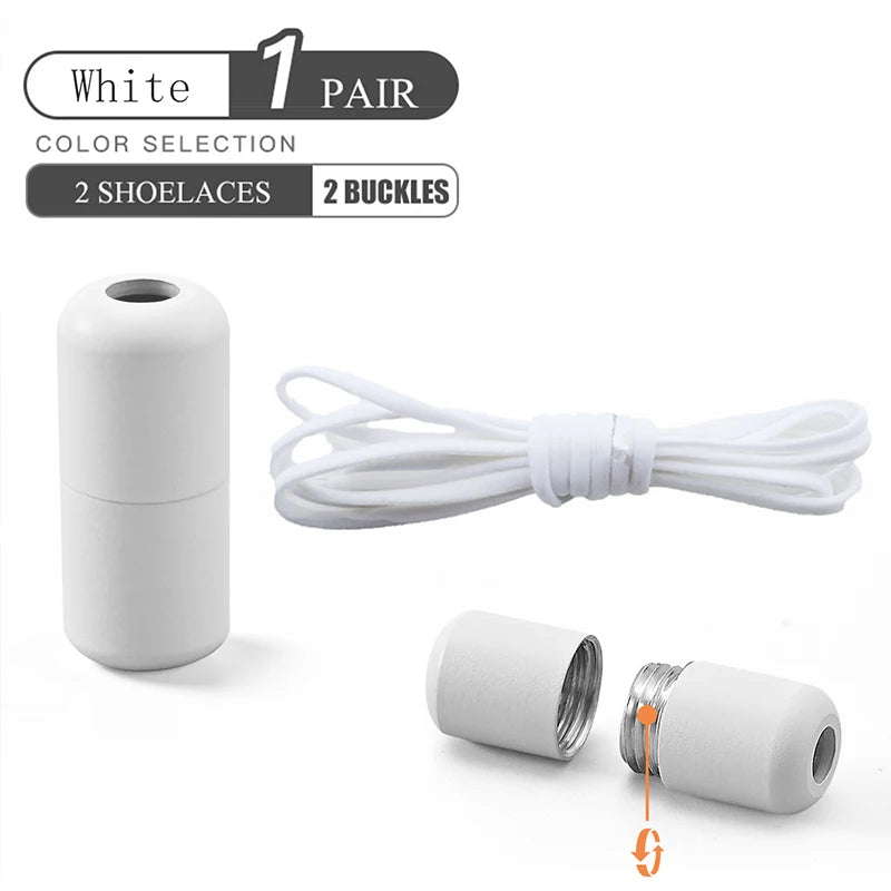 Elastic No Tie Shoelaces Semicircle Lazy Quick Laces Metal Lock Shoe Strings for Kids Adult Sneakers