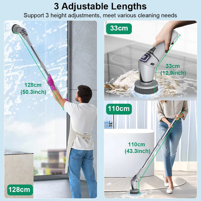 Electric Bathroom Cleaning Brush 10 in 1 Multifunctional Household Wireless Electric Spin Scrubber Cleaning for Kitchen Toilet
