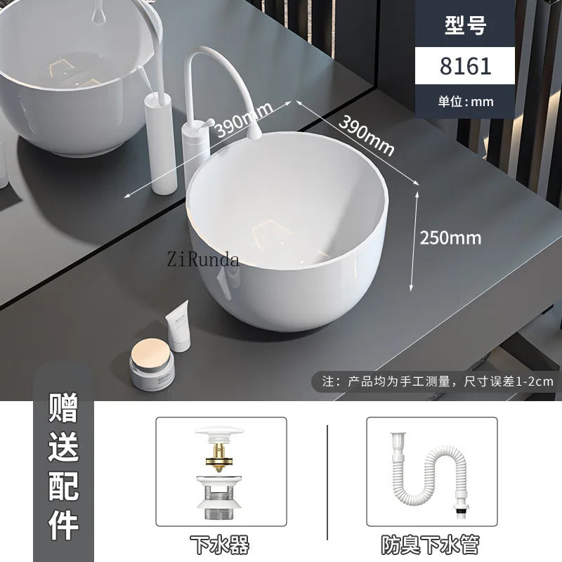 On-stage basin Ceramic basin Wash basin  Household deepened large size bathroom Balcony anti-splashing water