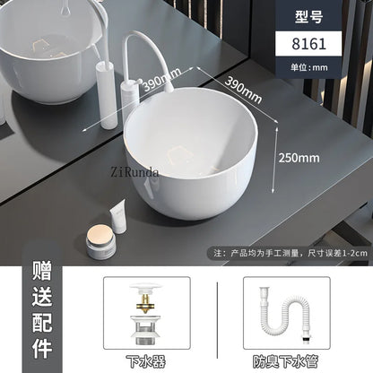 On-stage basin Ceramic basin Wash basin  Household deepened large size bathroom Balcony anti-splashing water