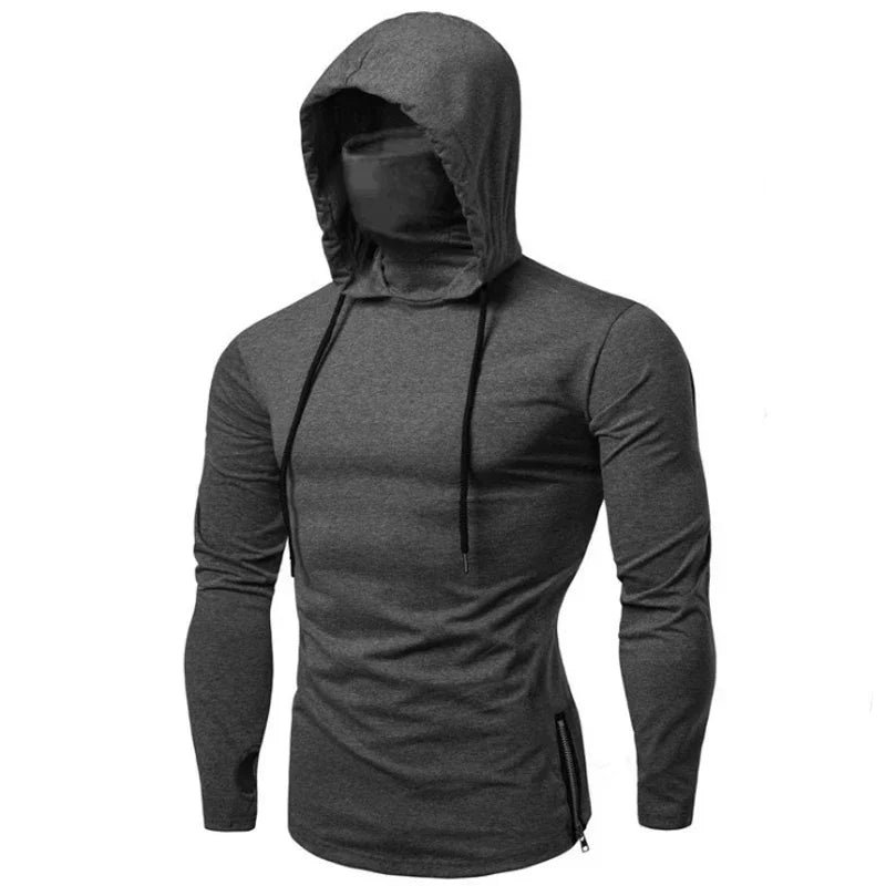 Ninja Mask Long Sleeved Hoodie Men Autumn Streetwear Large Open-forked Hip Hop Mens Sweatshirts Tops Gym Hooded Sudaderas Hombre