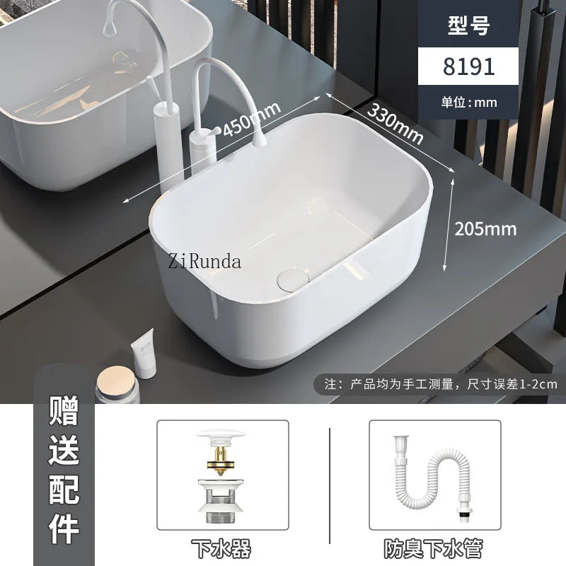 On-stage basin Ceramic basin Wash basin  Household deepened large size bathroom Balcony anti-splashing water