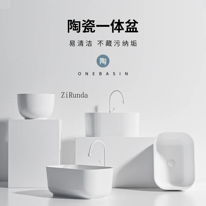 On-stage basin Ceramic basin Wash basin  Household deepened large size bathroom Balcony anti-splashing water