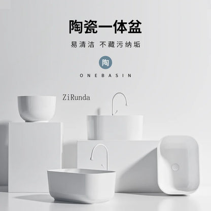 On-stage basin Ceramic basin Wash basin  Household deepened large size bathroom Balcony anti-splashing water