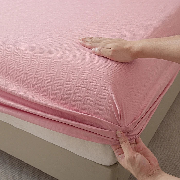 New Embossed Brushed Microfiber Fitted Sheet Deep Pocket 360° with Elastic Band Soft Breathable Queen King Mattress Cover 5-28cm