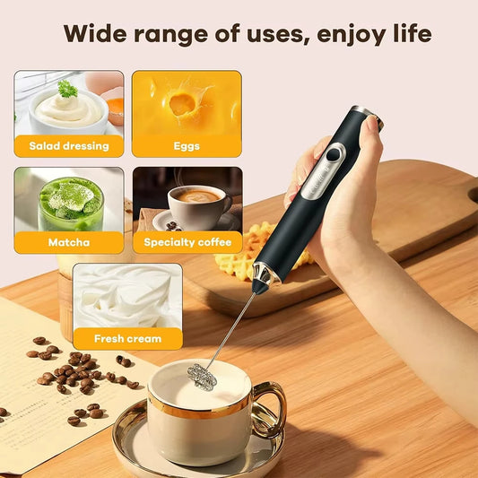 Electric egg beater, portable milk frother, dual stick USB rechargeable handheld beverage, coffee blender, jam maker, food blend