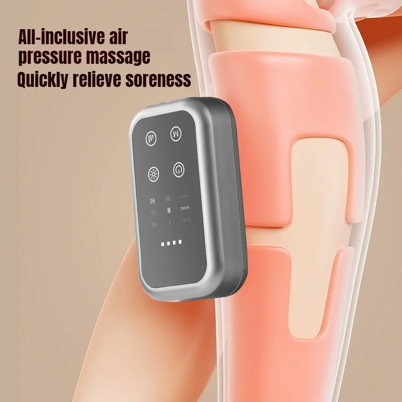 Wireless Knee and Calf Massager Heated Air Pressure 360° Wrap Portable Warm Therapy for Cold Legs and Joints Adjustable Hot Comp