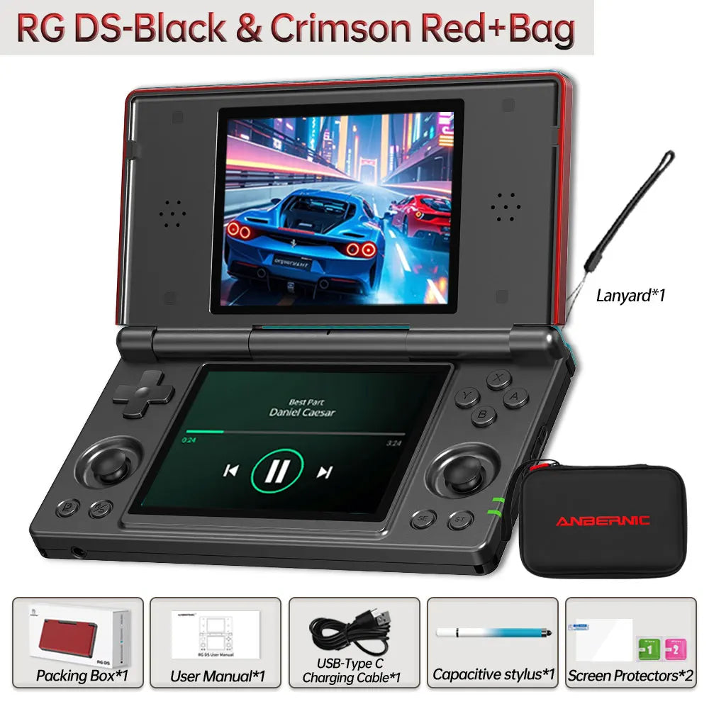 Anbernic RG DS Retro Video Game Console 4 Inch IPS Dual Multi-touch Screen Android 14 Flip Game Player RGDS For Christmas Gift