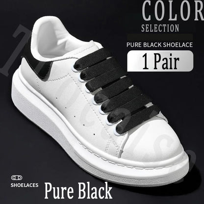 1Pair MCQ Black White Shoelaces Rainbow Shoelace Mc queen Sneaker Casual Shoes Laces Gradient 12MM Width Flat Shoe laces Strings