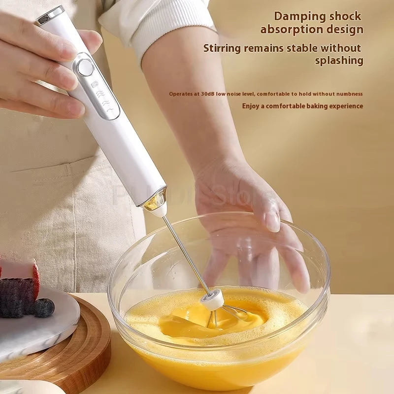 Electric egg beater, portable milk frother, dual stick USB rechargeable handheld beverage, coffee blender, jam maker, food blend