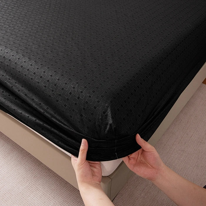 New Embossed Brushed Microfiber Fitted Sheet Deep Pocket 360° with Elastic Band Soft Breathable Queen King Mattress Cover 5-28cm