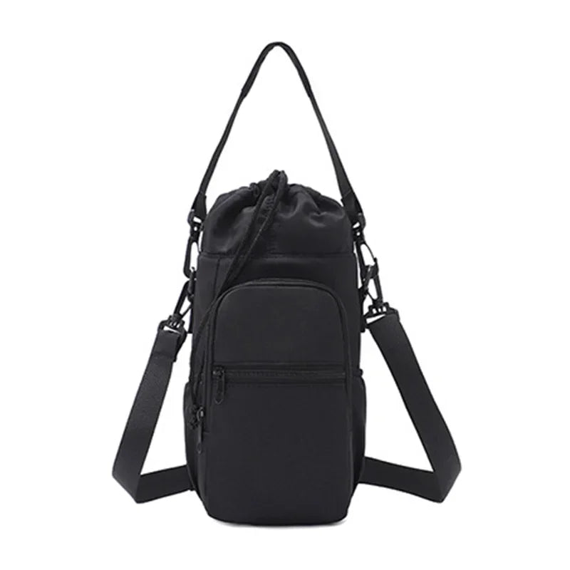 Portable Water Bottle Bag with Adjustable Strap Thermal Mugs Insulated Protective Cover Phone Pocket Outdoor Sports Travel Bag