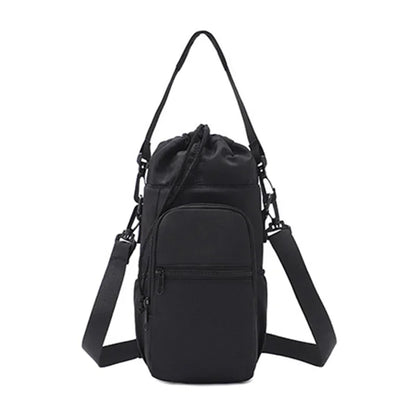Portable Water Bottle Bag with Adjustable Strap Thermal Mugs Insulated Protective Cover Phone Pocket Outdoor Sports Travel Bag