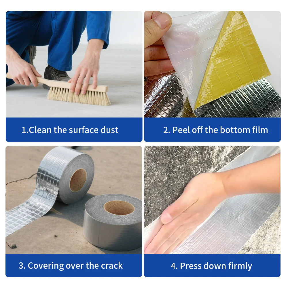 Waterproof Tape High Temperature Resistance Aluminum Foil Thicken Butyl Tape Wall Pool Roof Crack Duct Repair Sealed Self Tape