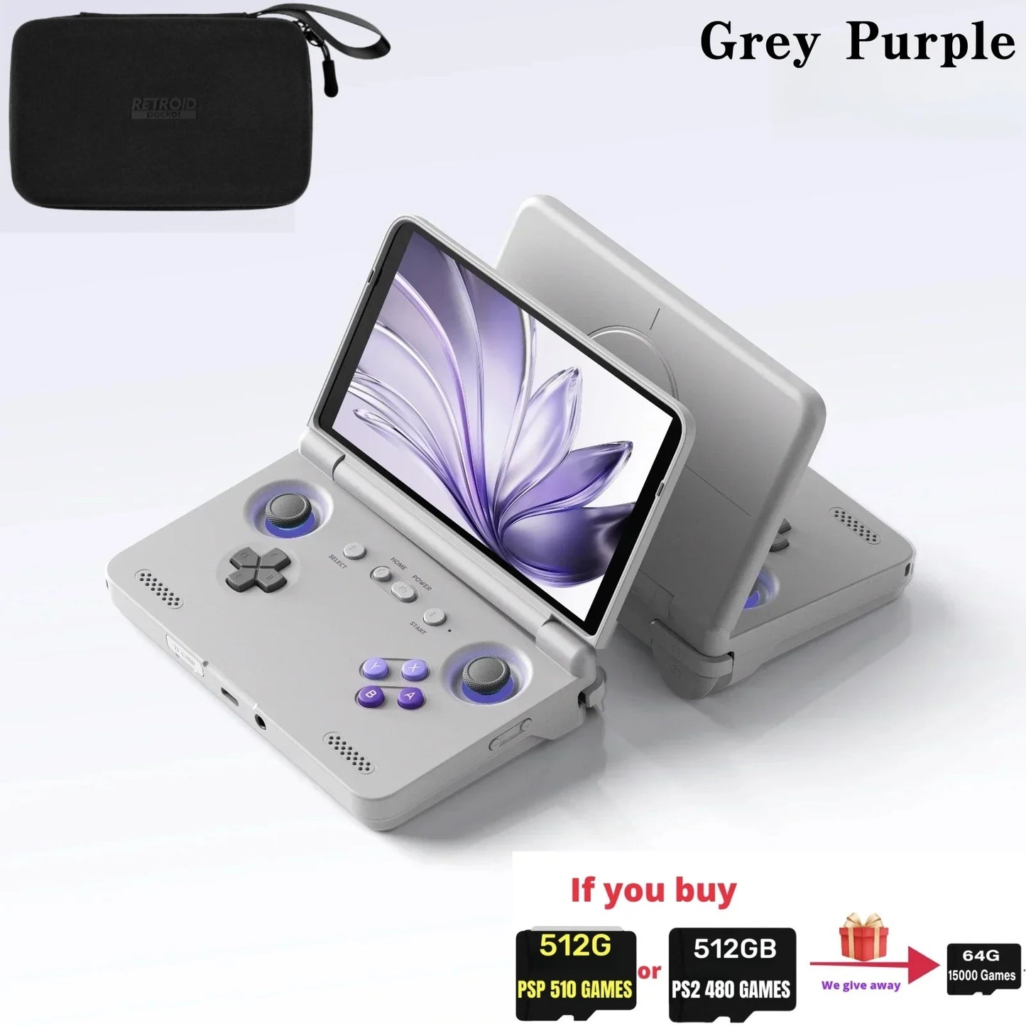 Retroid Pocket Flip 2 Retro Handheld Game Console Video Game Console 5.5Inch AMOLED Touch Screen SD865 8G+128G Android13 PSP PS2