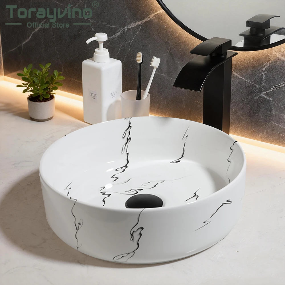 Torayvino Bathroom vanety for Ceramic basin marble Basin Set vessel Sink toilet sink vintage washbasins shampoo bowl Mixer tap