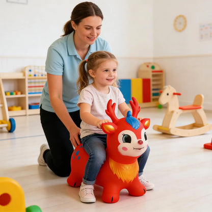 Animal Hopper Inflatable Ride On Horse Bouncer Kids Jumping Hopping Animal Toys For Outdoor Home Preschool Classroom Playroom